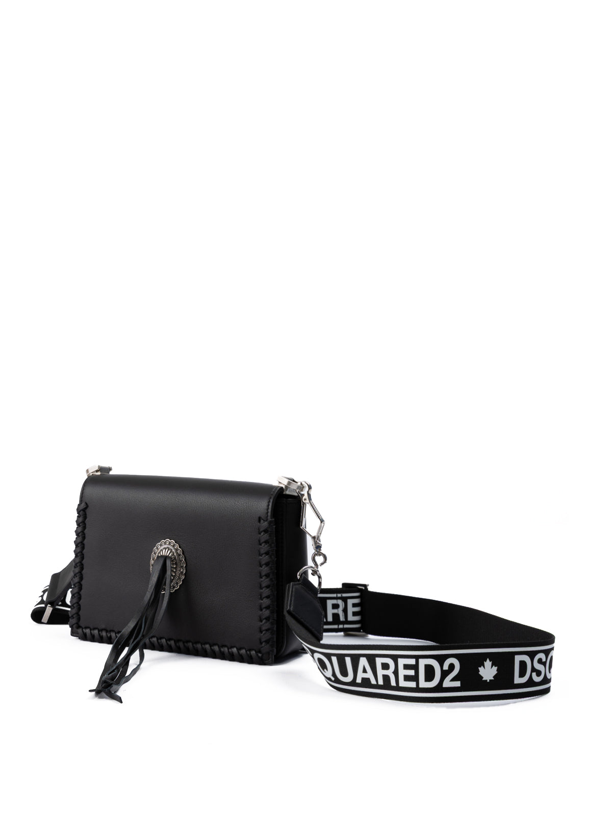 Dsquared² Siyah Deri Çapraz Çanta